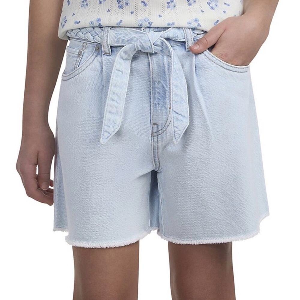 NEW LEVI’S GIRLS Pleated Denim Jean Shorts & Detachable Belt 2-Piece Set SZ 16